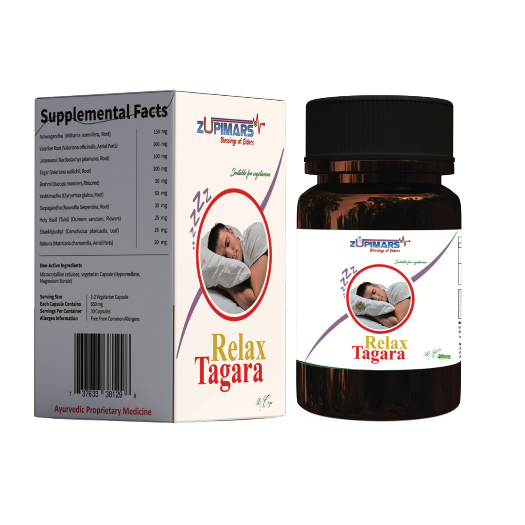 Ayurvedic Ashwagandha and Valerian Root capsules for stress relief and sleep.