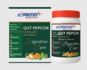 Zupimars Gut Pepcor Ayurvedic granules jar for gas and bloating relief