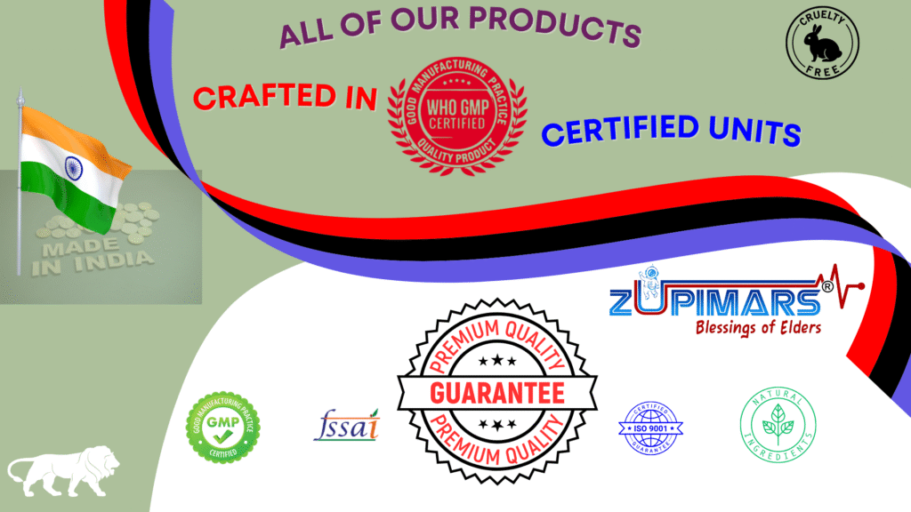 Crafted in Certified Labs Zupimars products are crafted in WHO GMP certified units, guaranteeing quality and authenticity in India.